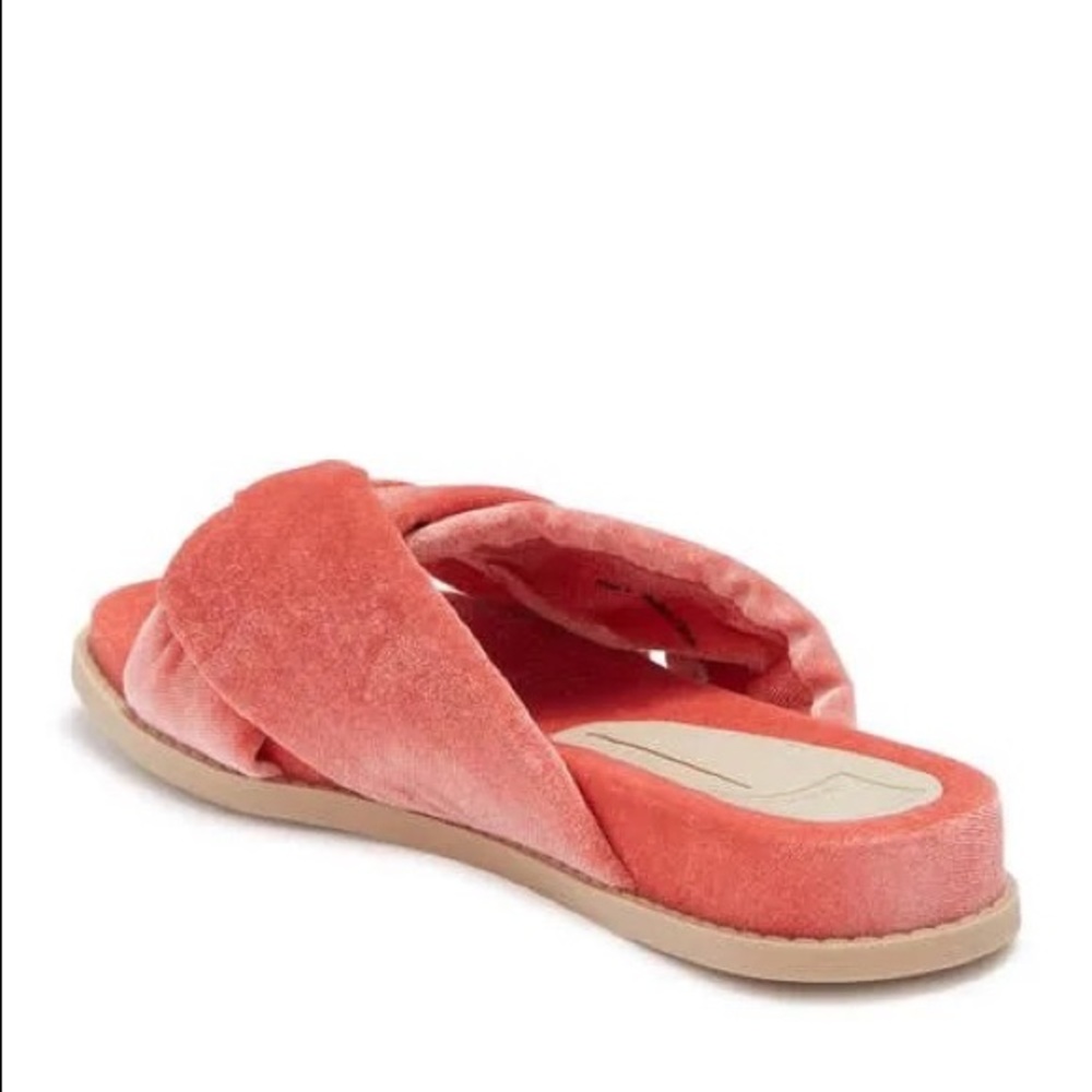 Dolce Vita Golda Knotted Velvet Slipper In Coral Velvet NIB US 7.5